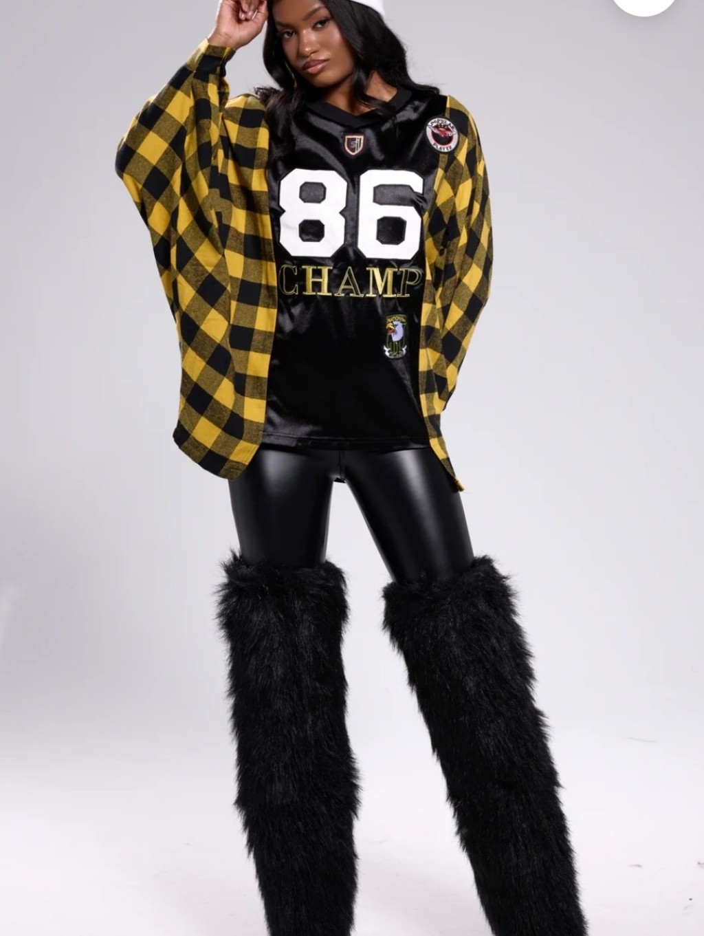 Yellow Black Plaid Oversized Shacket Sz S/M